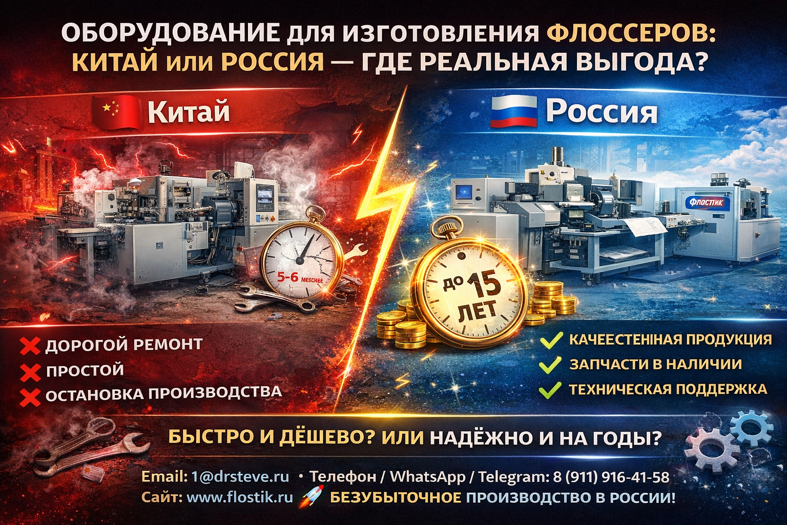 Оборудование для изготовления флоссеров: Китай или Россия?